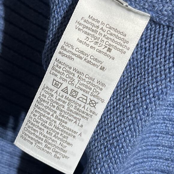 J Crew Heritage Cotton Crewneck Sweater Mens XL Twilight Blue Cotton Fisherman - Picture 9 of 10